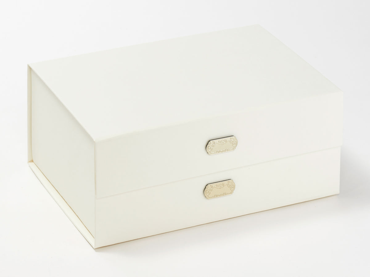 Example of Gold Slot Decal Labels Featured on Ivory Gift Box