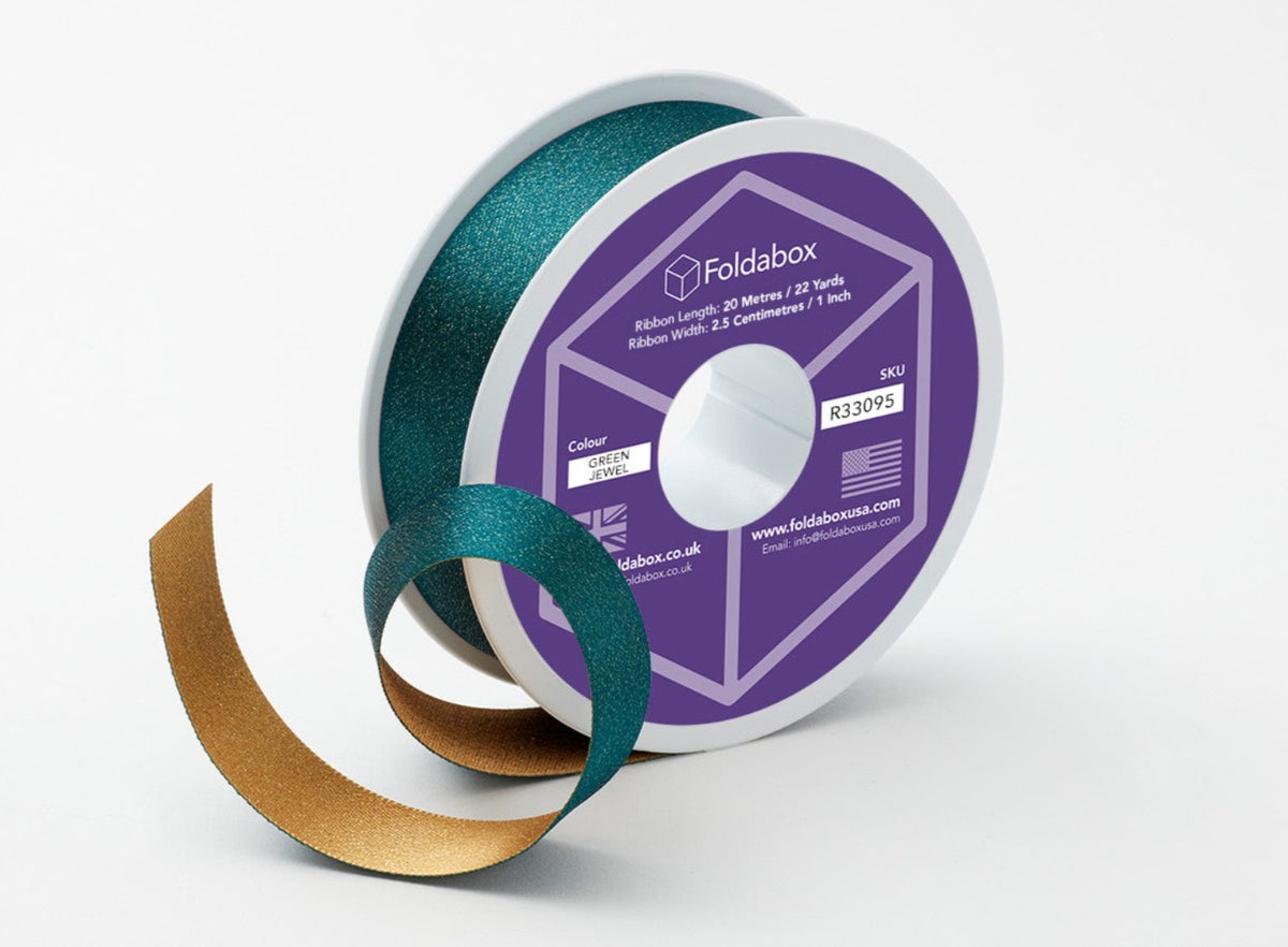 Green Jewel  Shimmer Sparkle 20m Ribbon Roll from Foldabox