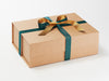 Example of Green Jewel Double Faced Satin Ribbon Featured on Natural Kraft A4 Deep Gift Box