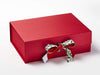 Holly Berry Ribbon Featured as a Double Ribbon Bow on Red A4 Deep Gift Box