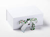 Example of Festive Holly Berry Ribbon Double Bow on White A5 Deep Gift Box