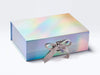 Holographic Rainbow A4 Deep Gift Box Supplied with Pale Grey Ribbon