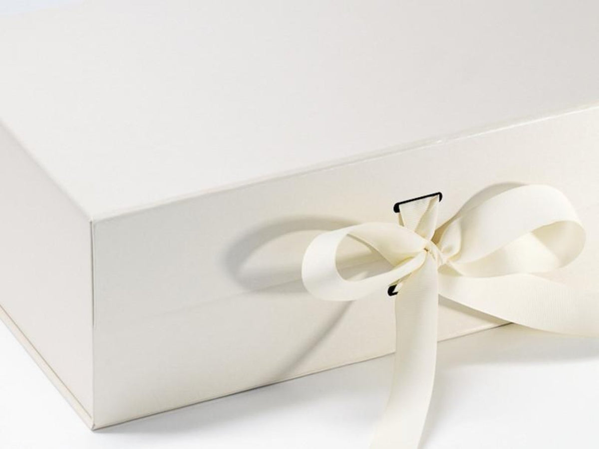 Ivory A4 Deep Luxury Gift Box with Changeable Ribbon Detail