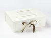 Ivory A4 Deep with Deep Sage Ribbon Double Ribbon Bow and Ivory Photo Frame to Lid