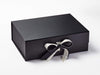 Ivory Gold Dash Metallic Thread Ribbon on Black Gift Box