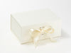 Example of Ivory Recycled Satin Ribbon Double Bow on Ivory A5 Deep Gift Box