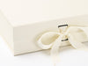 Large Ivory Folding Hamper Gift Box Ribbon detail