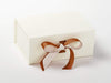 Ivory Gift Box Featured with Golden Brown Ribbon Double Bow