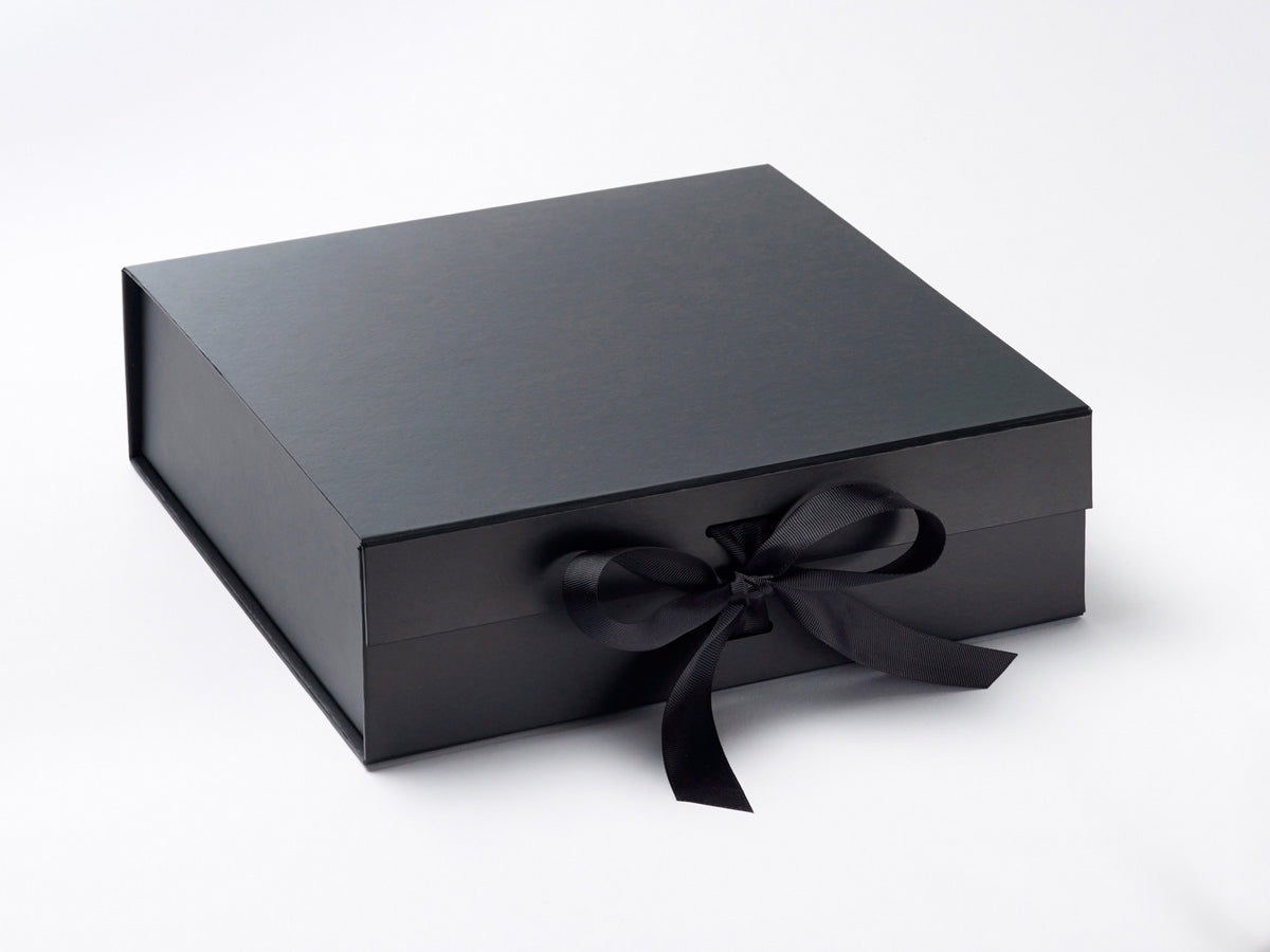 Large Black Folding Magnetic closure Gift box with changeable ribbon