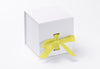 Large White Cube Slot Gift Box Featured with Lemon Yellow Ribbon