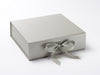 Large Silver Magnetic Closure Folding Gift Box With Changeable Ribbon