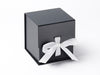 Large Black Cube Gift Box with White Ribbon from Foldabox USA