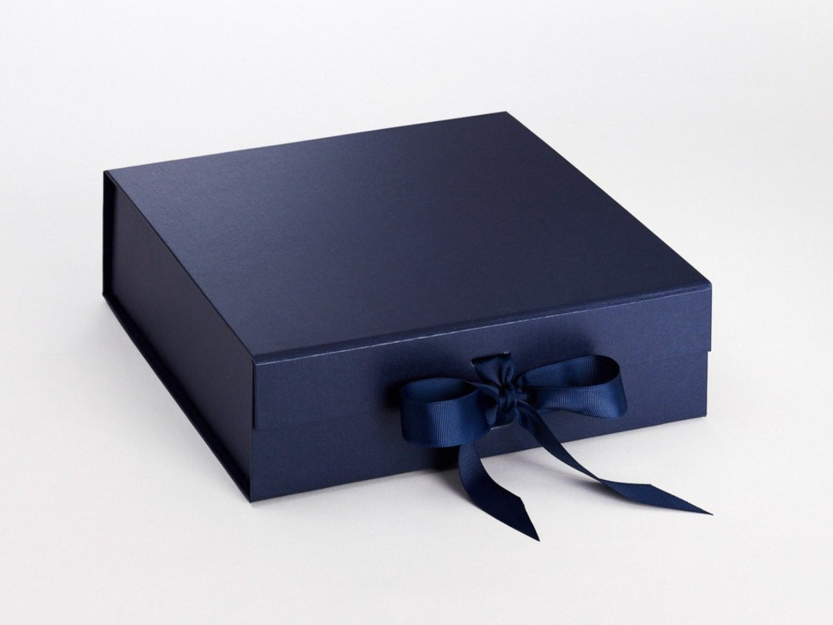 Navy Blue Large Folding Gift Box Sample Supplied with Ribbon
