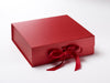 Large Pearl Red Gift Box with Slots and Changeable Ribbon from Foldabox USA