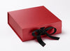 Large Red Slot Gift Box Featured with Black Grosgrain Ribbon