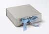 Medium Silver Slot Gift Box Featured with French Light Blue Grosgrain Ribbon