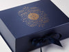 Navy Blu Gift Box with Custom Copper Foil Printed Logo