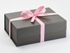 A4 Deep Naked Gray Folding Gift Box with Pale Pink Ribbon