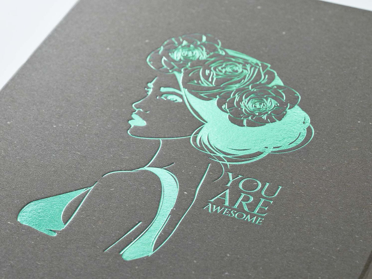 Naked Gray Gift Box with Custom Printed Mint Green Foil Design