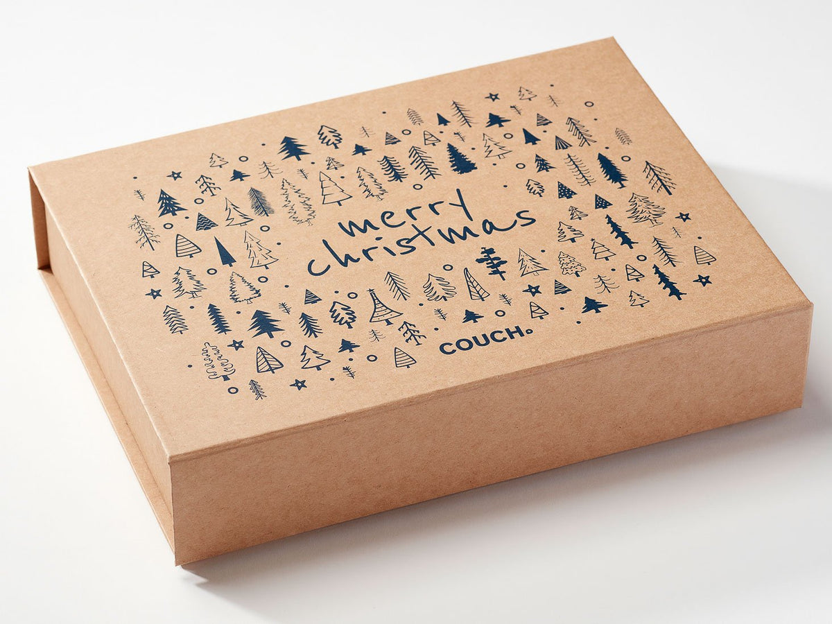 Natural Kraft Shallow Gift Box with 1 Colour Custom Printed Design
