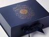Navy Blue Gift Box with Copper Foil Custom Printed Design