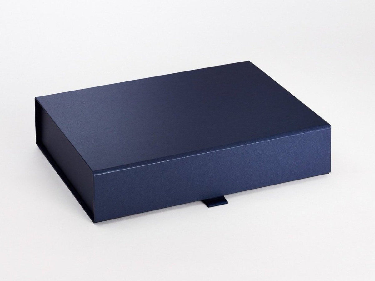 A4 Shallow Navy Blue Folding Gift Box with Pearl Lustre finish