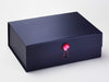 Navy Blue A4 Deep Gift Box Featured with Pink Spinel Gemstone Closure