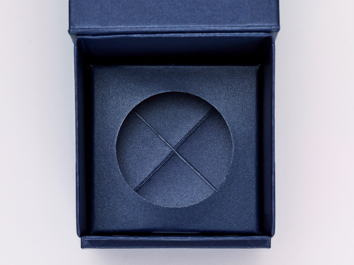 Navy Blue Small Cube Gift Box with Insert Assembled Inside Base
