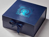 Navy Blue XL Gift Box with Turquoise Custom Foil Print
