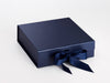 Navy Blue Medium Folding Gift Box with magnetic closure and ribbon from Foldabox® USA