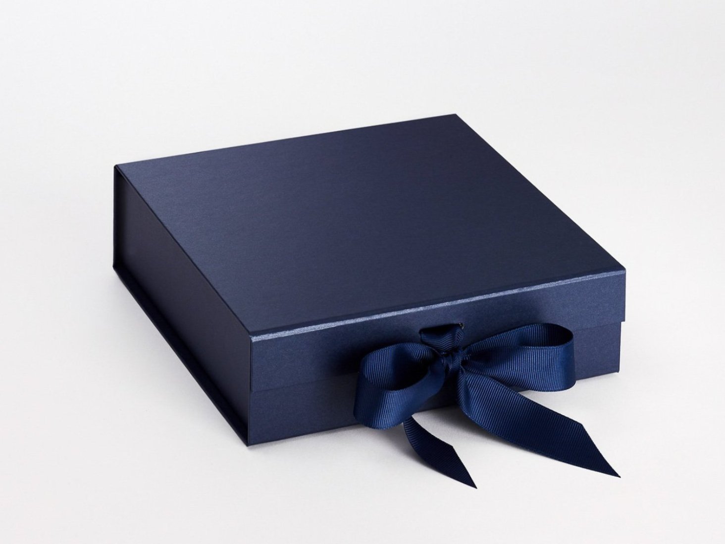 Navy Blue Medium Folding Gift Box with magnetic closure and ribbon from Foldabox® USA