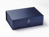 Navy Gift Box with Sapphire and Diamond Flower Gemstone Closure