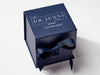 Navy Blue Cube Gift Box with  Custom 2 Colour Screen Printed Logo