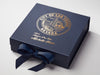 Navy Blue Gift Box with Custom Gold Printed Design