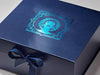 Navy Blue Gift Box with Custom Printed Teal Foil Design