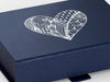 Navy Blue Folding Gift Box with Silver Foil Custom Printed logo