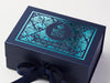 Navy Blue Gift Box with Custom Turquoise Foil Printed Design