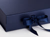 Navy Blue Large Folding Gift Box Ribbon Detail