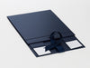 Navy Blue Medium Folding Gift Box Supplied Flat with Ribbon