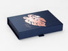 Navy Blue Folding Gift Box with Rose Gold Custom Printed Logo
