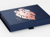 Navy Blue Folding Gift Box with Rose Gold Custom Foil Logo