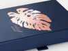 Navy Blue Folding Gift Box with Custom Rose Gold Foil Printed Design