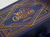 Navy Blue Gift Box with Copper Foil Custom Printed Design