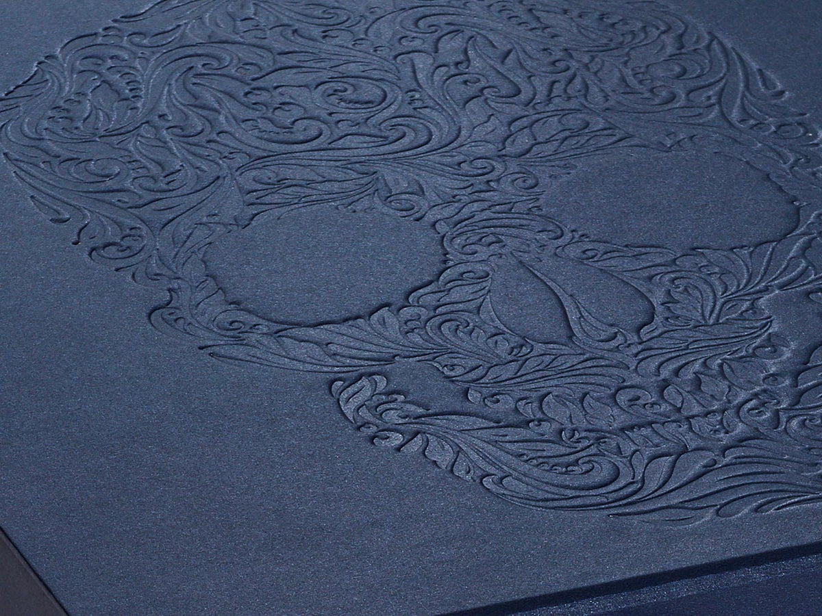 Navy Blue Folding Gift Box with Custom Debossed Design