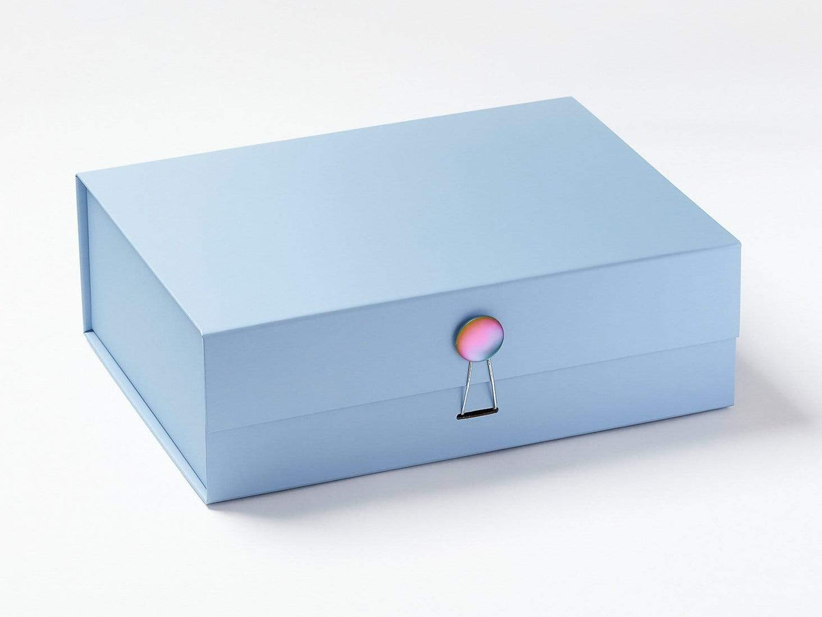 Pale Blue A4 Deep Guft Box Featured with Rainbow Moonstone Decorative Closure