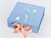 Pale Blue Gift Box Featured with Moonstone Ribbon and Mint Green Foil Design