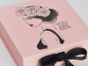 Pale Pink Gift Box Featuring Black Custom Printed Logo and Black Ribbon