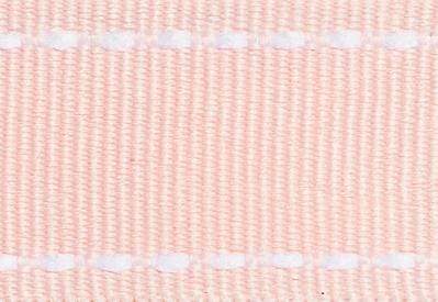 Pale Pink Grosgrain Ribbon with White Saddle Stitched Edges