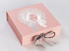 Example of Silver Gray Ribbon Featured on Pale Pink Gift Box