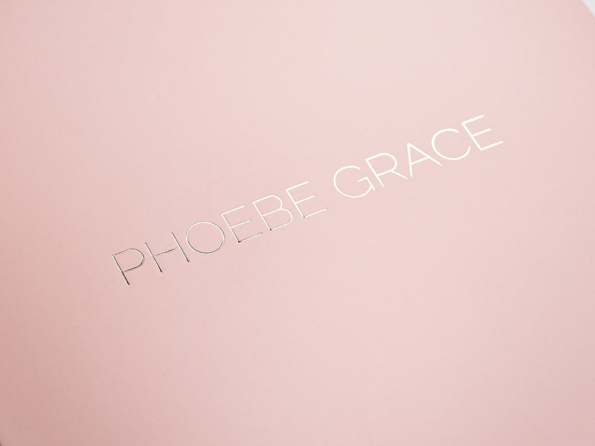 Pale Pink Folding Gift Box with Custom Silver Foil Logo to Lid
